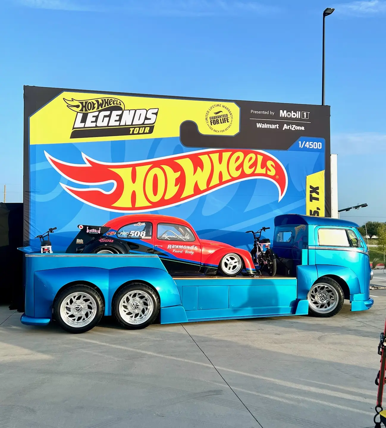 Raymond Canales’ custom VW hauler carrying the VW race car at the Hot Wheels Legends Tour